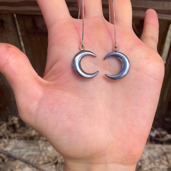 Moon Goddess Heavy Stainless Steel Earrings - Picture 5 of 12